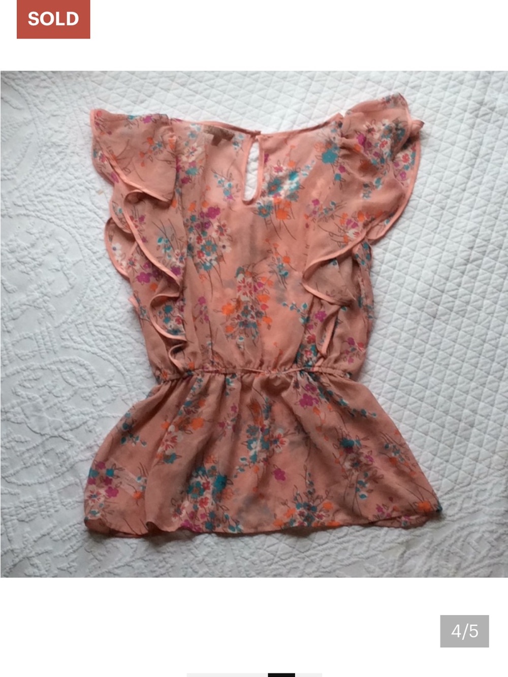 **ISO*** Forever 21 XXI Sheer floral chiffon pink blouse ASO Alison